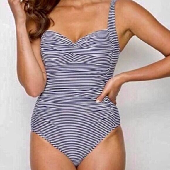 Bond-Eye Australia One piece Blue Stripe Swimsuit US 8 D DD - Picture 1 of 7